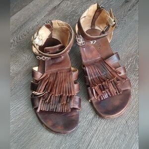 Bed-stu Alena Brown Leather Fringe Sandals Size 10
